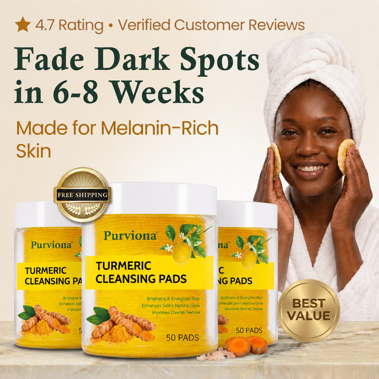 Purviona Turmeric Kojic Acid Cleansing Pads