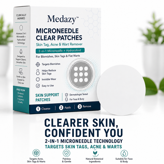 Medazy® Invisible Skin Care Patches Discreet, comfortable patches for face and body. Easy to wear, simple to use, and designed to fit naturally into your daily care routine.