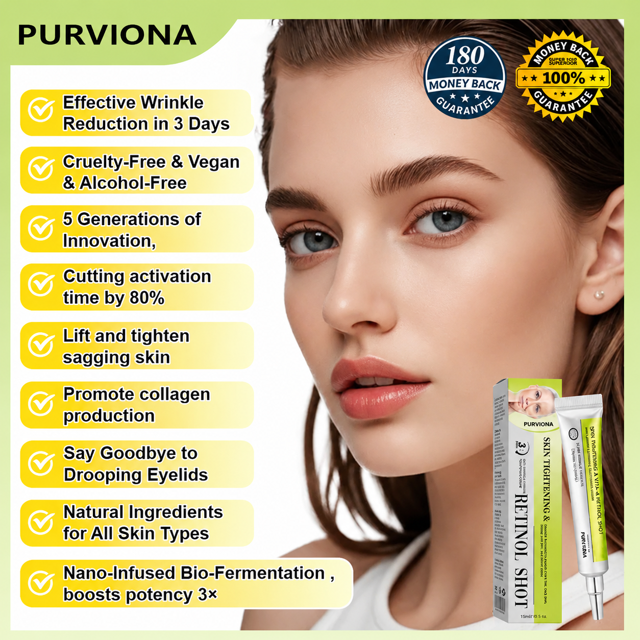 💫Purviona™ Botin & Vita-A Retinol Shot Wrinkle-Lift Tightening cream - Last Day Promotion 70% OFF