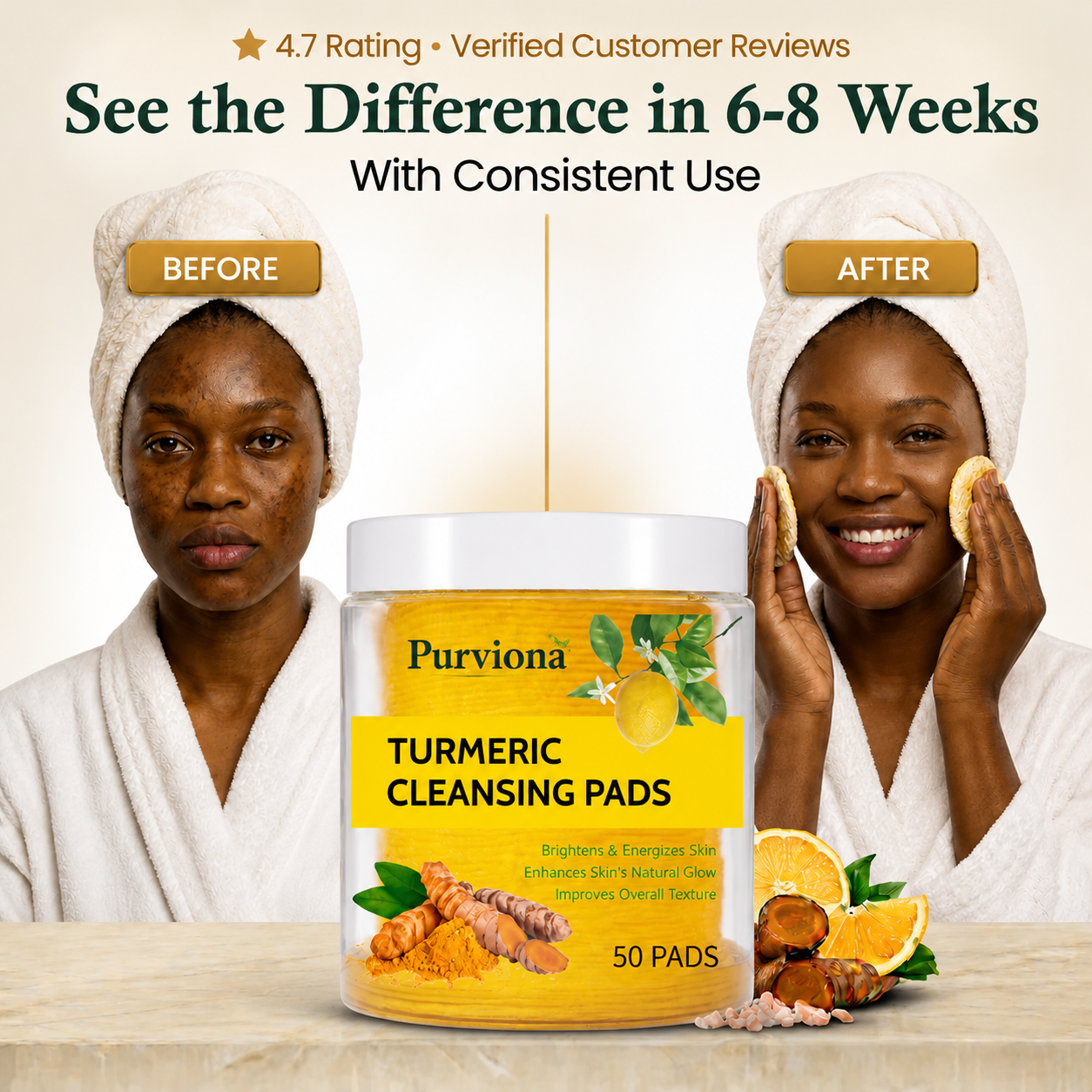 Purviona Turmeric Kojic Acid Cleansing Pads