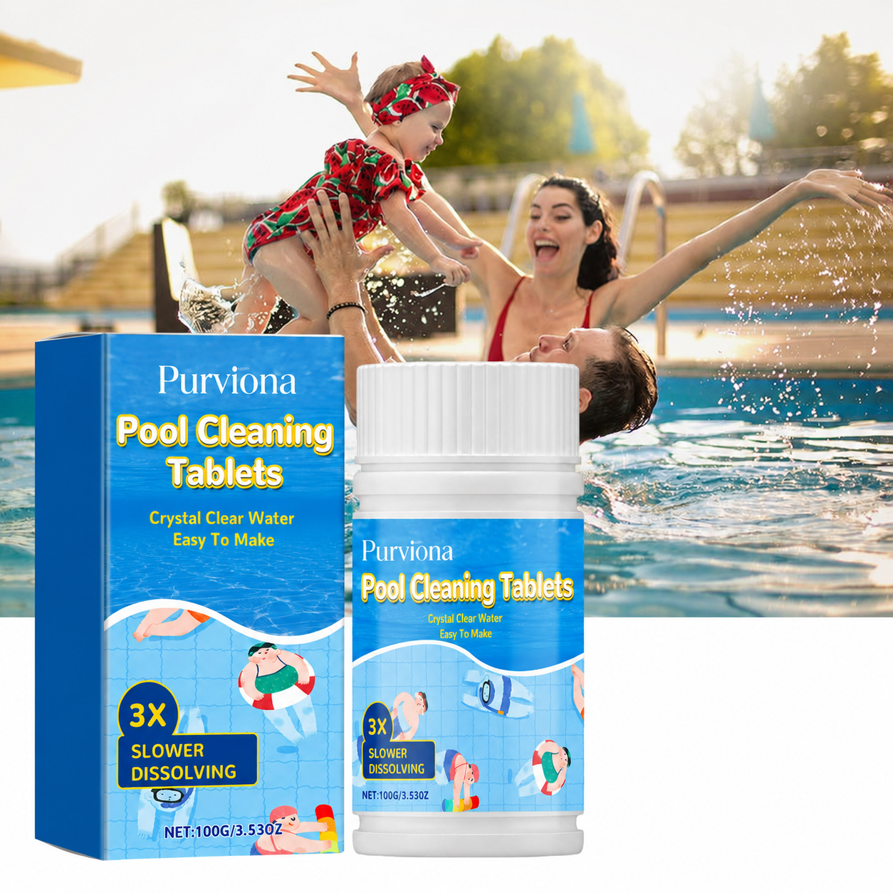 The Next-Gen Pool Purifier is here ✨ 2X Stronger Algae Control, Gentle & Safe for Kids! 👨‍👩‍👧‍👦