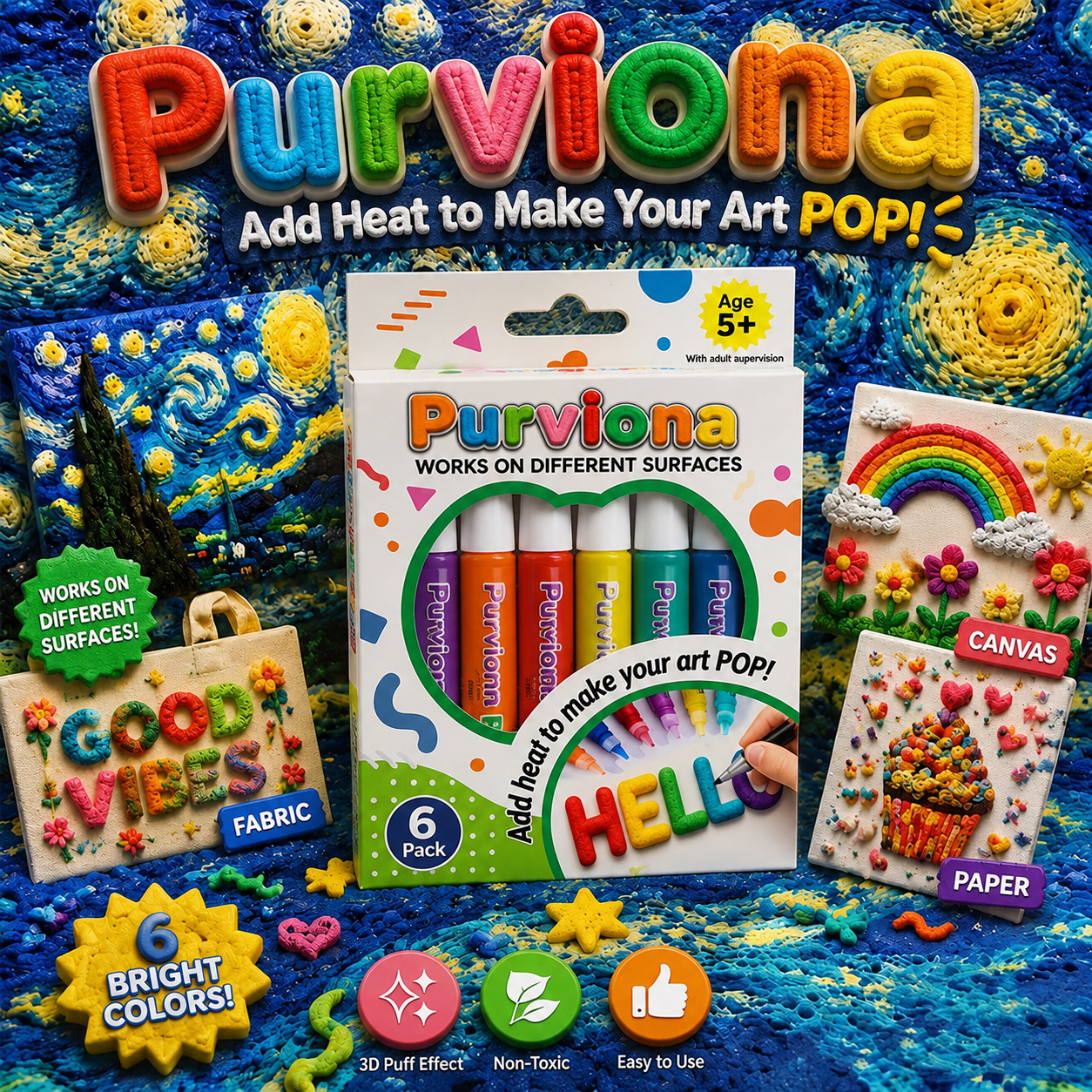 🦄👗Save62% by ordering today丨Purviona® 3D Relief Art Pen – Turn Flat Drawings Into Touchable 3D Art🪄