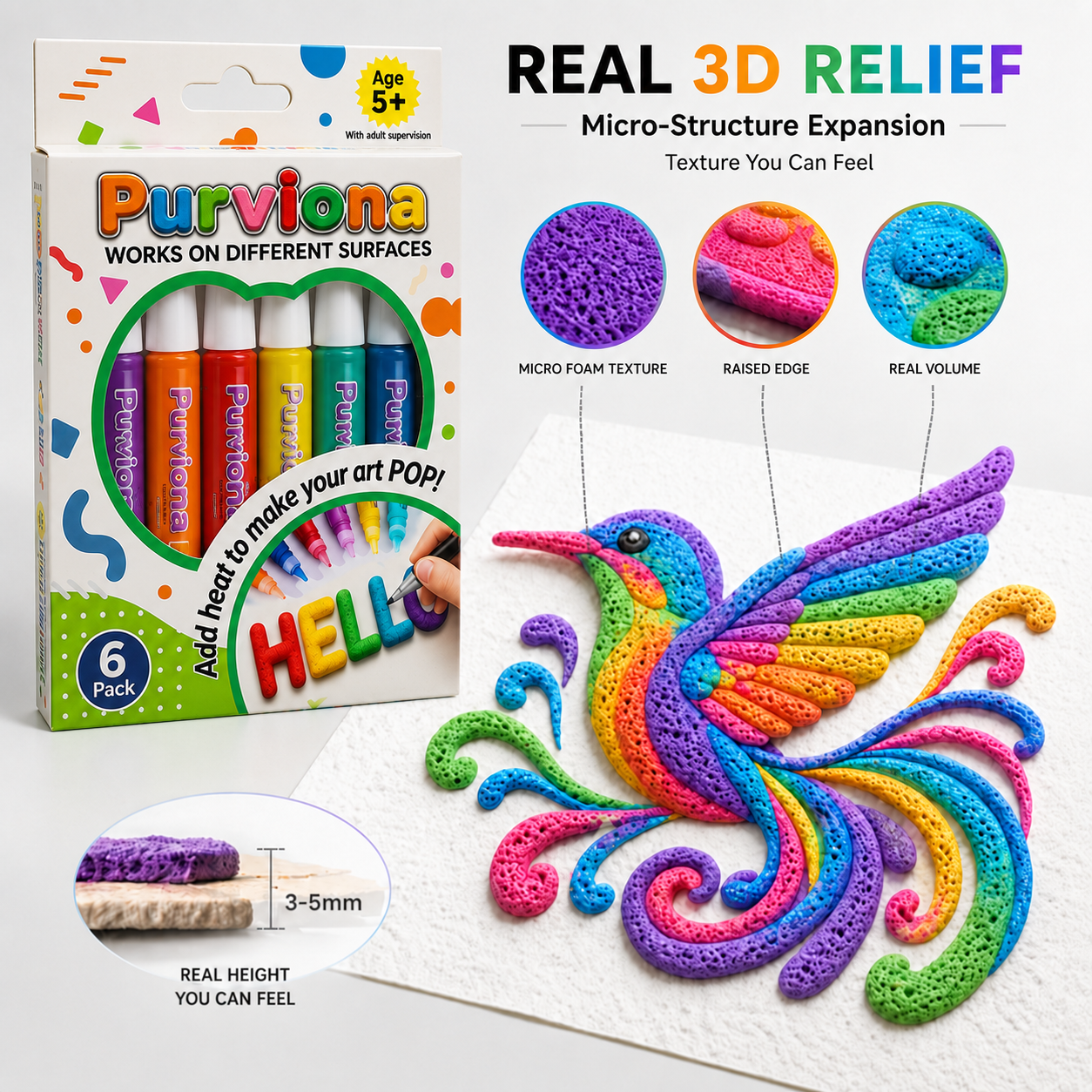 🦄👗Save62% by ordering today丨Purviona® 3D Relief Art Pen – Turn Flat Drawings Into Touchable 3D Art🪄