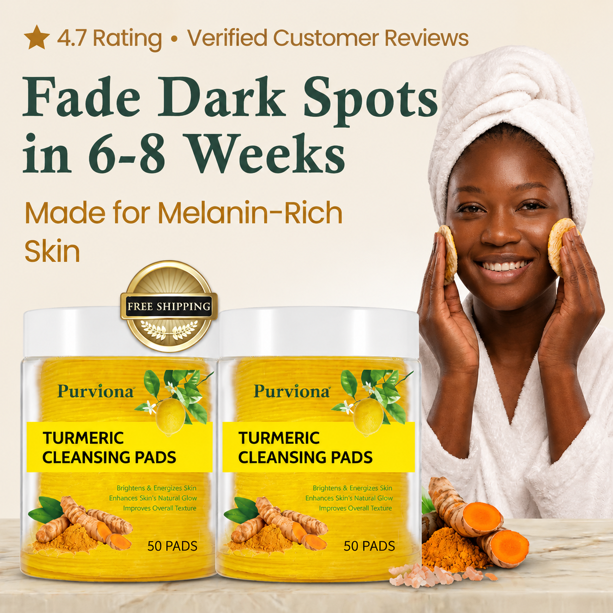 Purviona Turmeric Kojic Acid Cleansing Pads