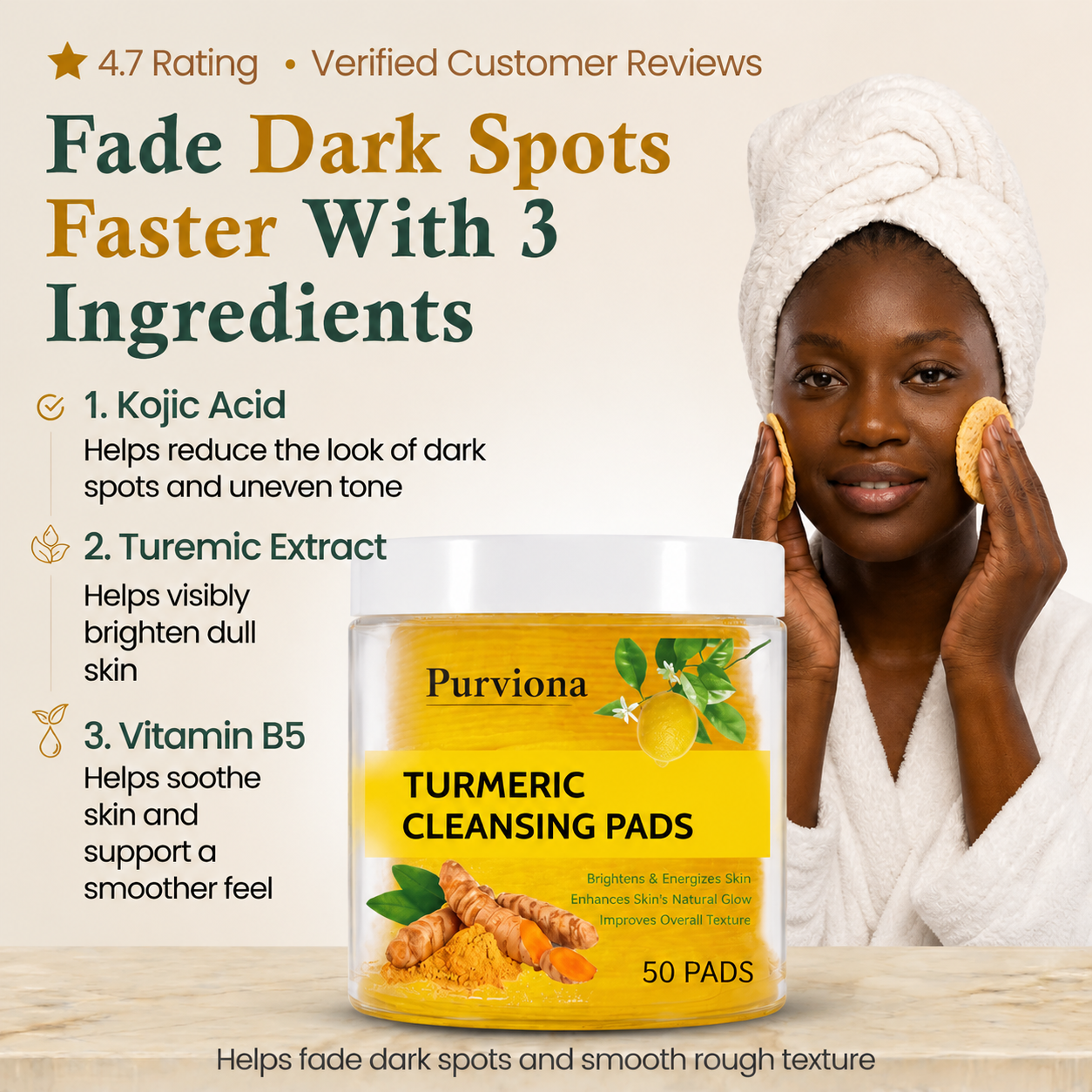 Purviona Turmeric Kojic Acid Cleansing Pads