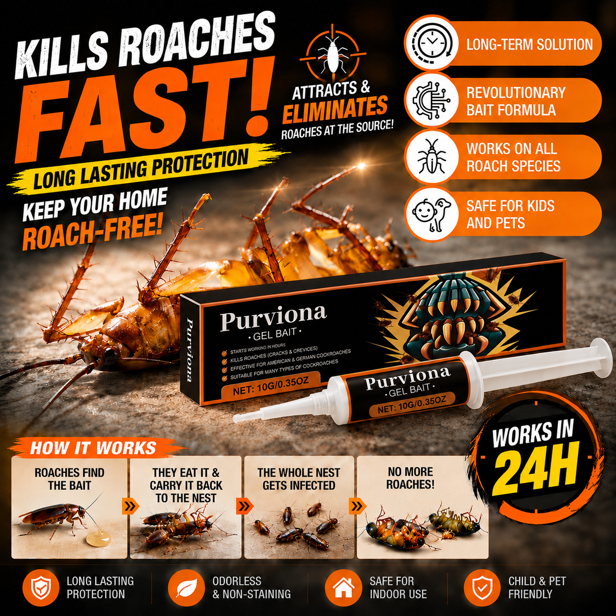 💥2026 Upgraded Formula Professional Cockroach Gel Bait – Eliminates Entire Nest