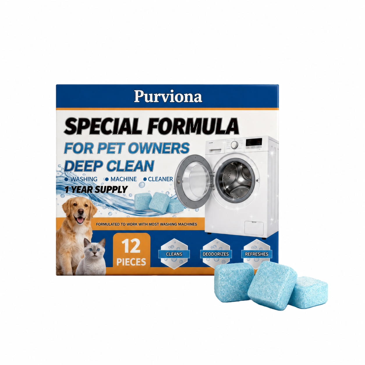 🏆 LAST DAY SPECIAL! ONLY $9.99!! 12 Washer Tub Cleaner Tablets Deep Cleans & Removes Odors For a Fresh, Hygienic Washer