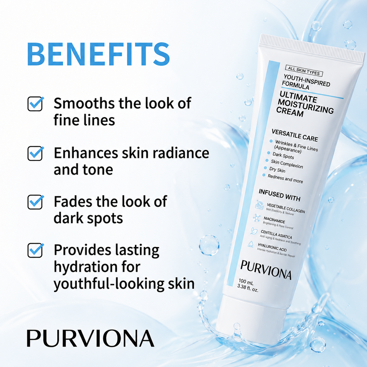 🥳2026 HOT SALE🥳💞50K+ SOLD!🌿💧 50% OFF! PURVIONA YOUTH-INSPIRED Formula – Centella Asiatica calms, Bifida strengthens. Reduces wrinkles, restores radiance. 🔥💝