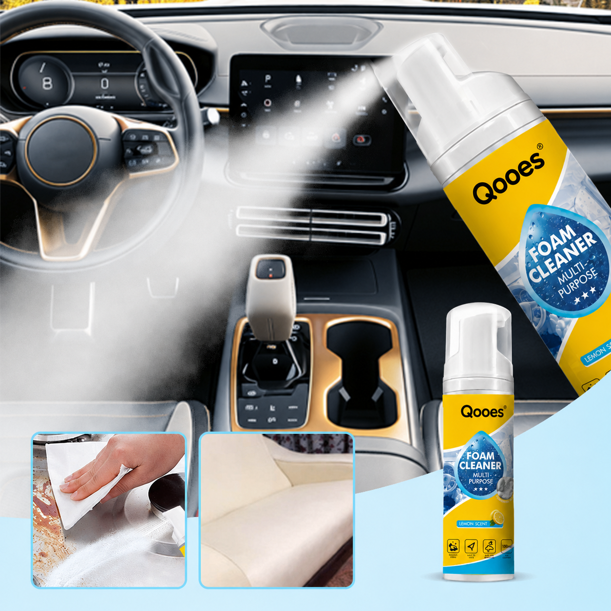 🔥🚗 Multi-Purpose Car Foam Cleaner – Clean with a Single Spray  🧼✅