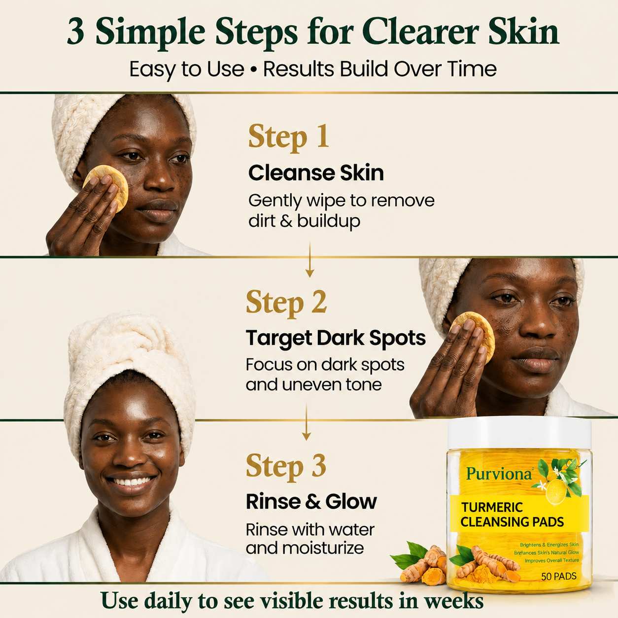 Purviona Turmeric Kojic Acid Cleansing Pads